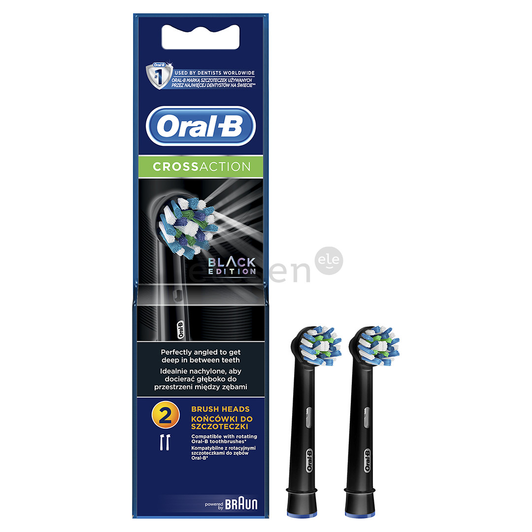 Dantų šepetėlių antgaliai Braun Oral-B Cross Action, 2vnt, Juodi  Prekė-EB50-2B