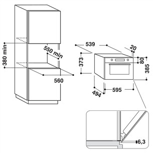 Whirlpool, 31 L, 1000 W, white - Built-in Microwave Oven with Grill Item - AMW730/WH