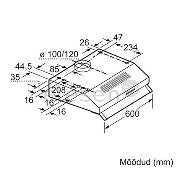 Bosch, 350 m³/h, width 60 cm, white - Cooker Hood