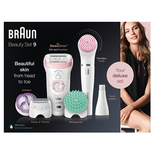 Braun Silk-epil 9 SensoSmart, белый/розовый - Эпилятор Товар - SES9995BS