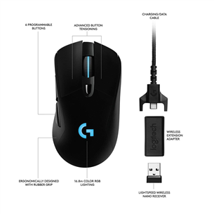 Logitech G703 LightSpeed, black - Wireless Optical Mouse Item - 910-005640