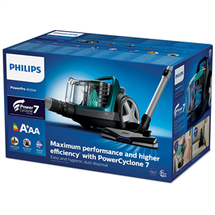 Philips PowerPro Active, 900 W, bagless, black/green - dulkių siurblys