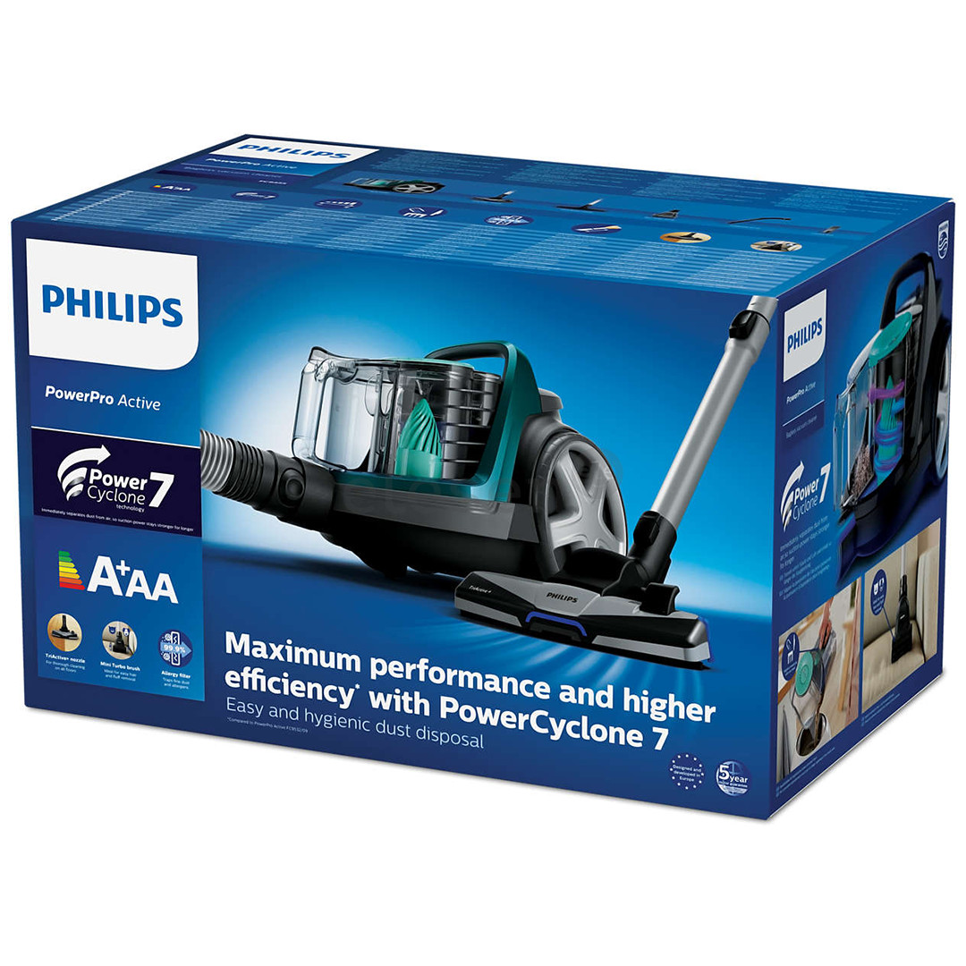 Philips PowerPro Active, 900 W, bagless, black/green - Vacuum cleaner