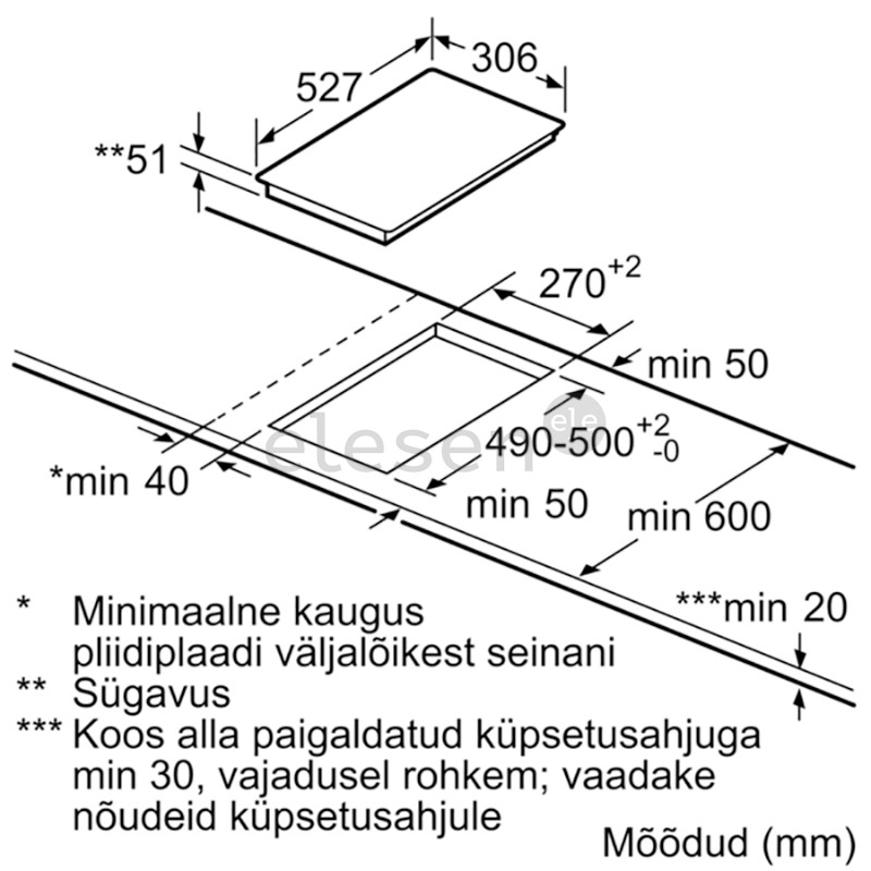 Bosch Serie 6, width 30.6 cm, steel frame, black - Built-in Induction Hob