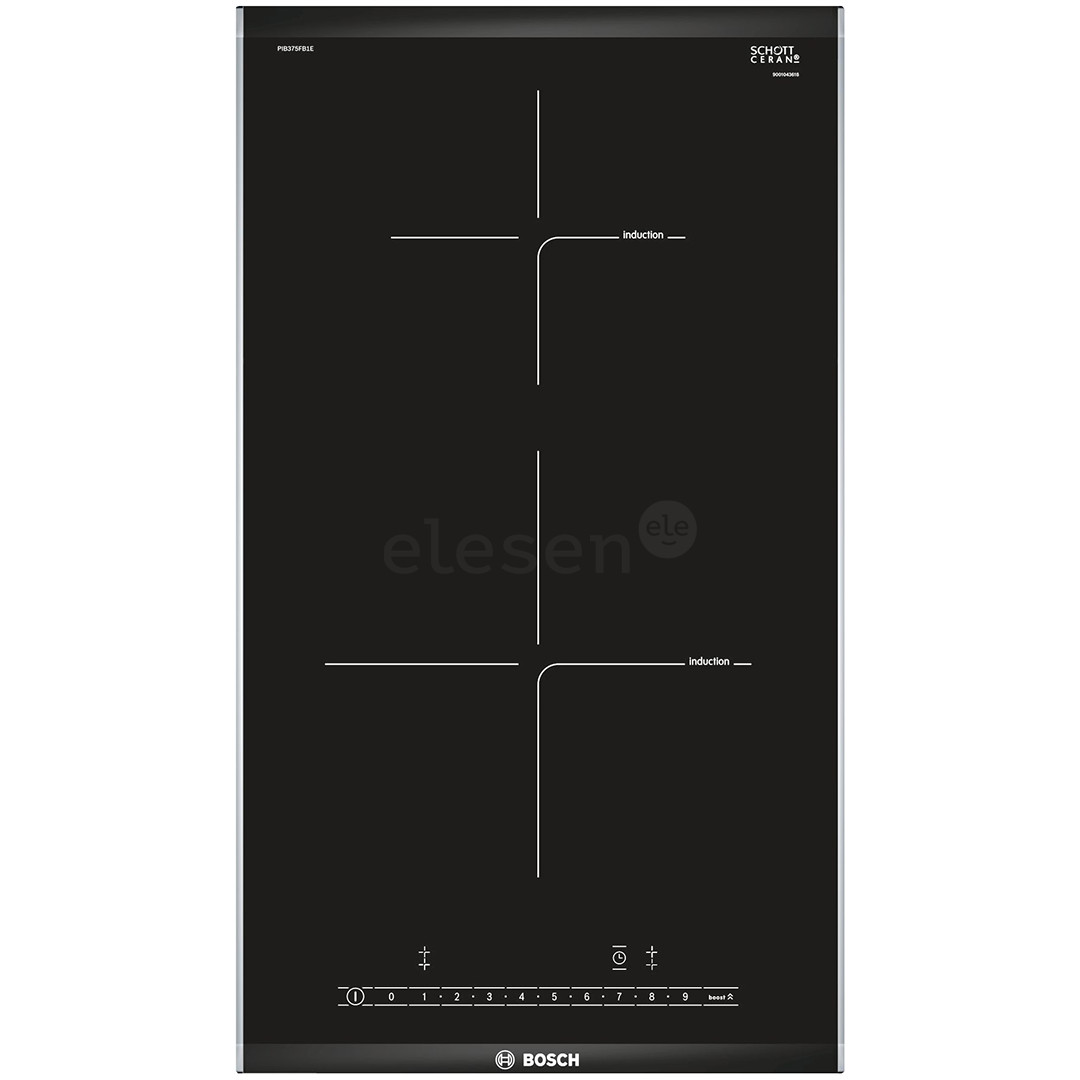 Bosch Serie 6 Domino, width 30.6 cm, steel frame, black - Built-in Induction Hob