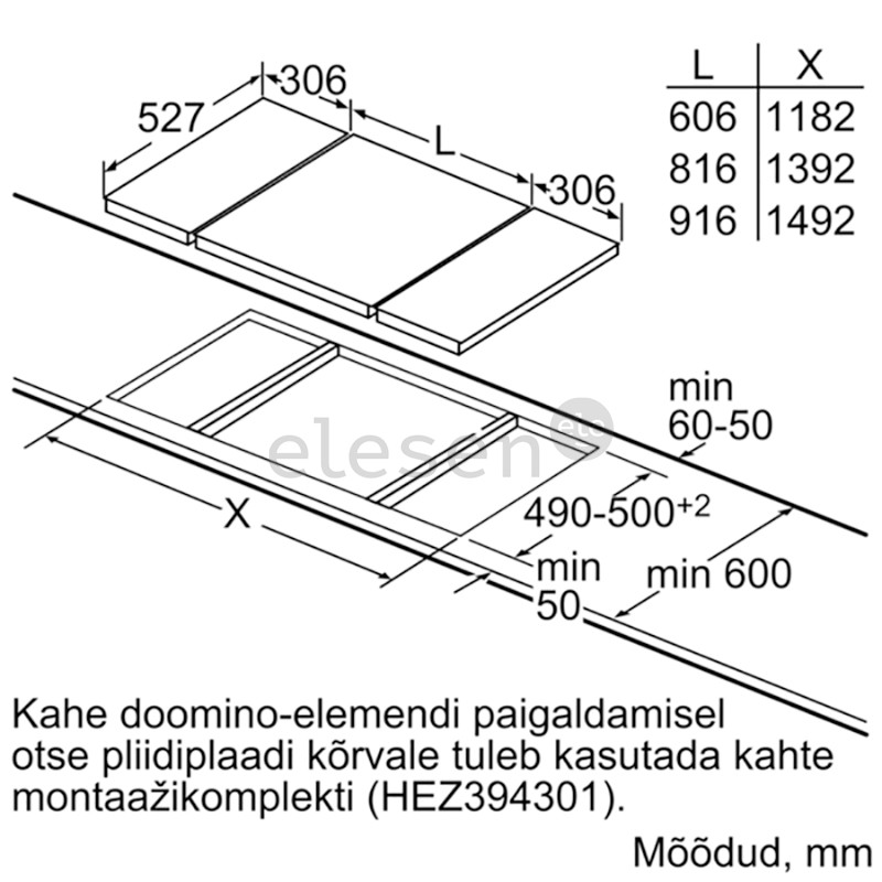 Bosch Serie 6 Domino, width 30.6 cm, steel frame, black - Built-in Induction Hob