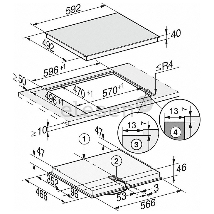 Miele, width 59.2 cm, frameless, black - Built-in Ceramic Hob