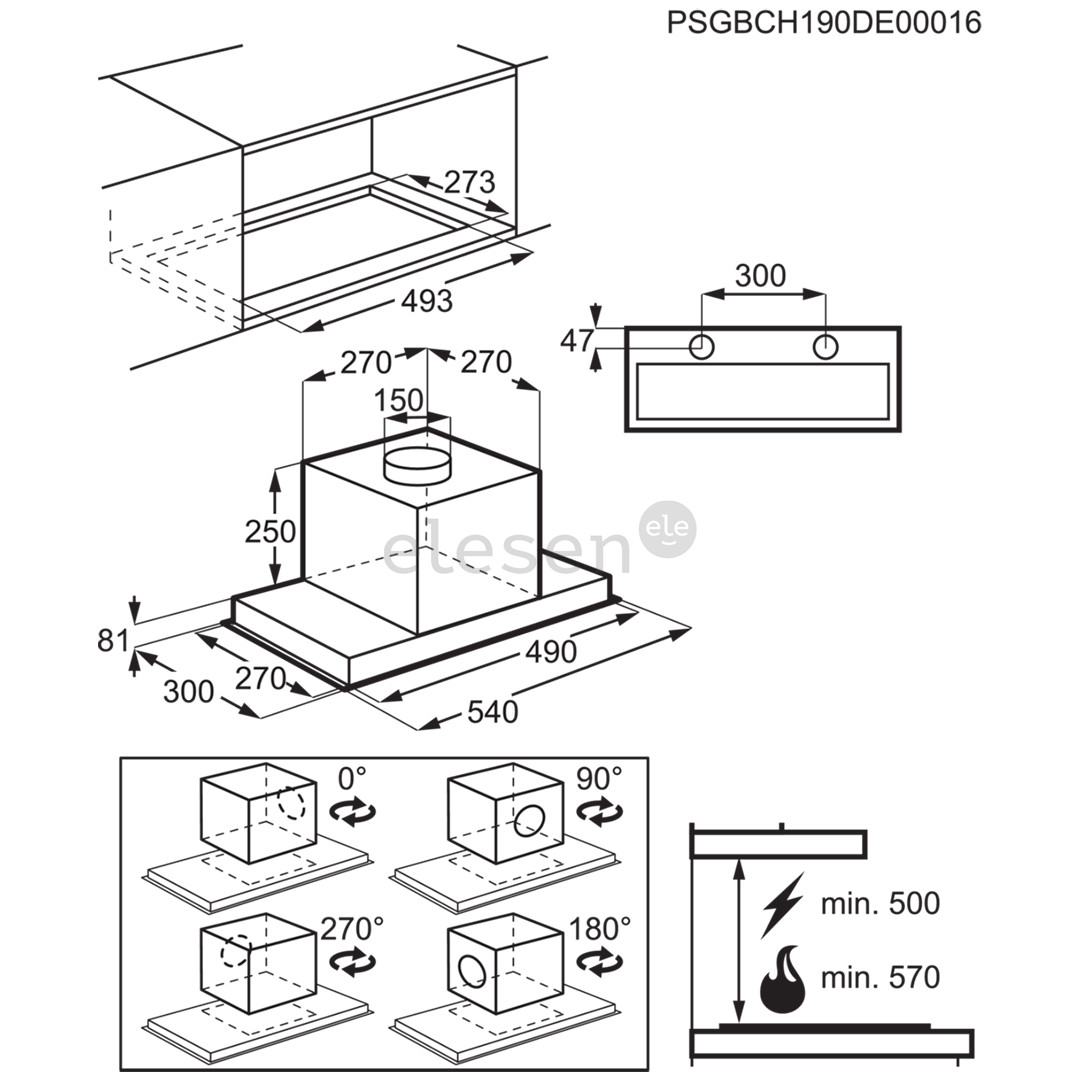 Electrolux, 700 m³/h, width 54 cm, inox - Built-in Cooker Hood Item - LFG716X