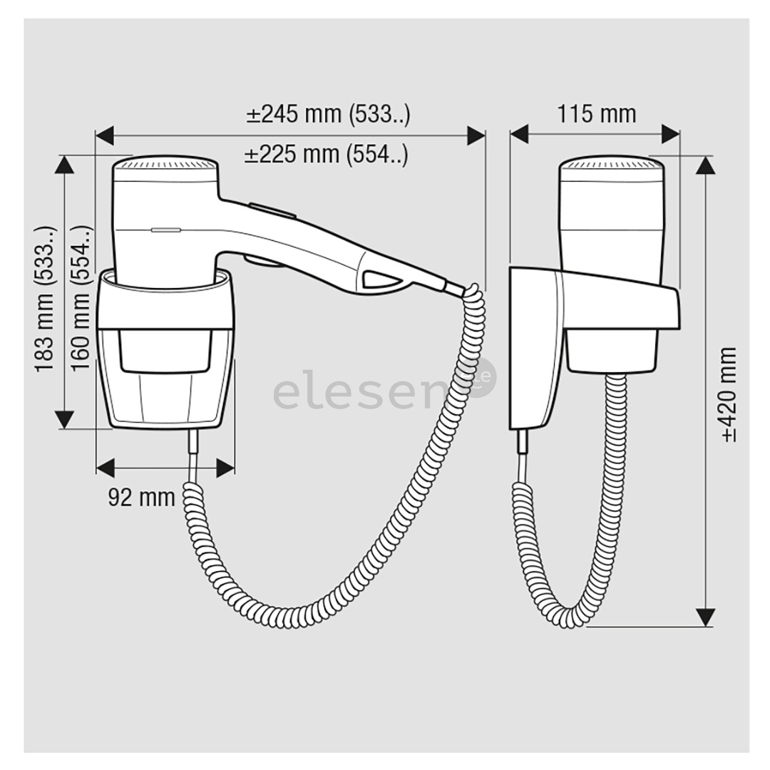 Wall-mounted hair dryer Valera Premium 1600
