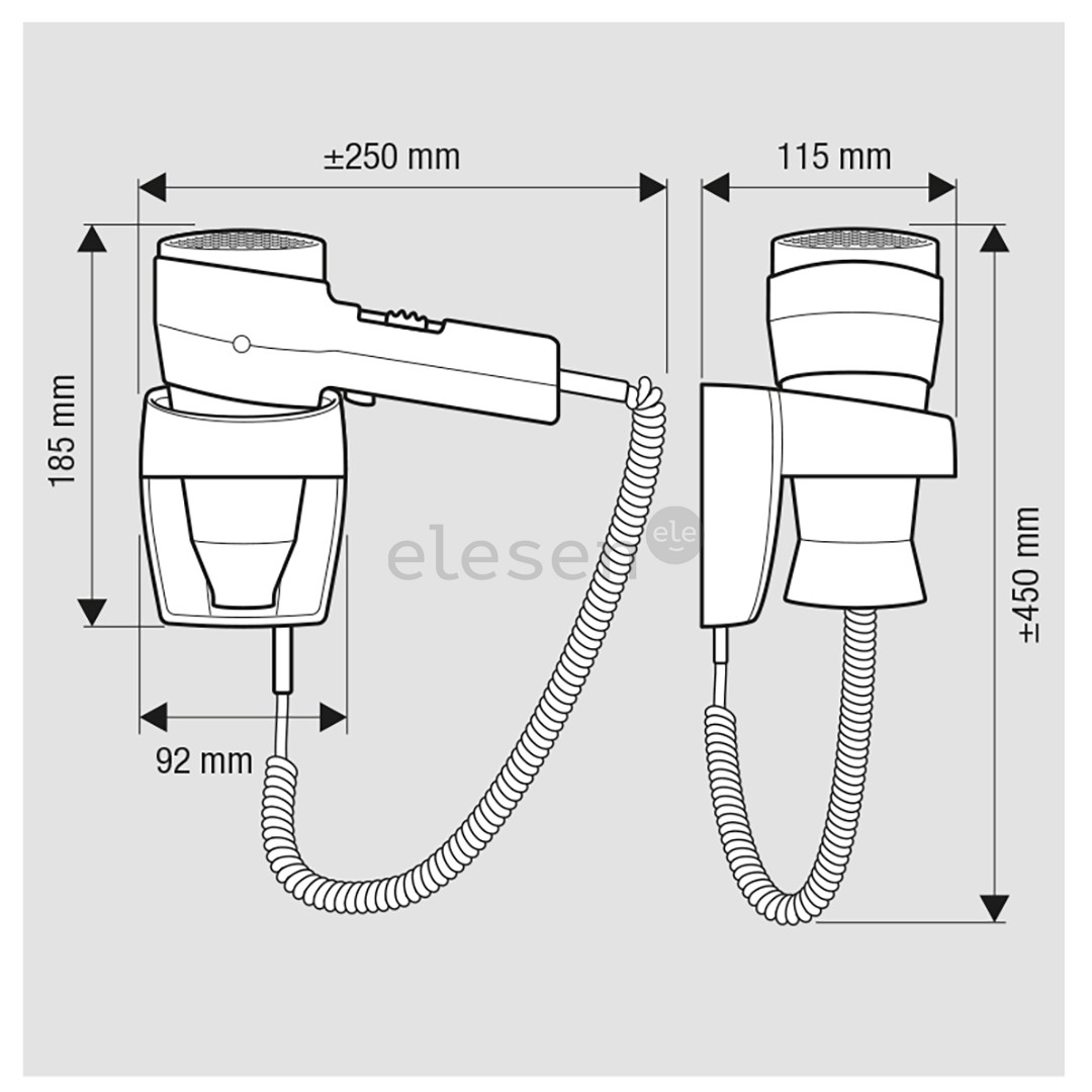 Wall-mounted hair dryer Valera Action Super Plus 1600