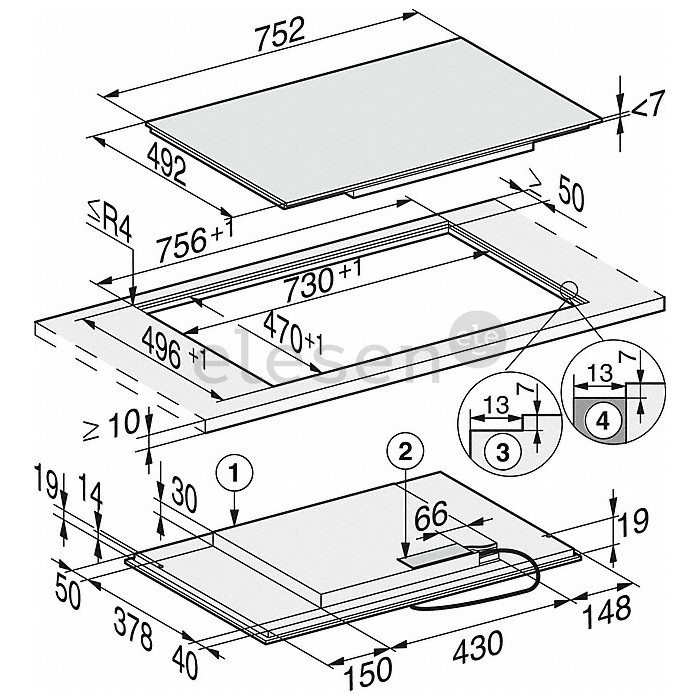 Miele, width 75.2 cm, frameless, black - Built-in induction hob
