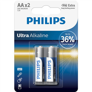 Philips Ultra Alkaline, AA, 2 vnt. - Elementai LR6E2B/10