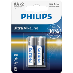 Elementai Philips, Ultra Alkaline AA 2 Prekė - LR6E2B/10 LR6E2B/10