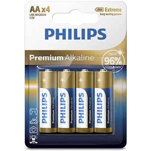 Philips Premium Alkaline, AA, 4 pcs - Battery Item - LR6M4B/10 LR6M4B/10