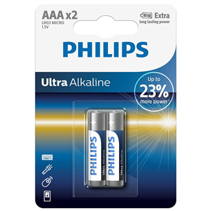 Philips Ultra Alkaline, AAA, 2 pcs - Battery Item - LR03E2B/10 LR03E2B/10
