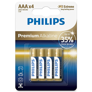 Philips Premium Alkaline, AAA, 4 шт. - Батарейки Товар - LR03M4B/10 LR03M4B/10