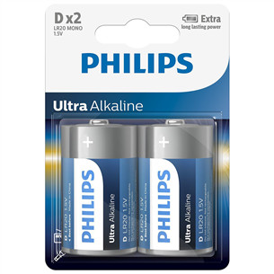 Philips Ultra Alkaline, D, 2 vnt. - Elementai LR20E2B/10