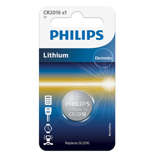 Elementai Philips CR2016 Lithium 3 V (20.0 x 1.6) Prekė - CR2016/01B CR2016/01B