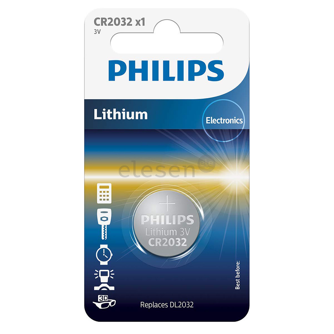 Philips Lithium, CR2032, 3V - Battery