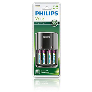 Įkroviklis Philips + 4 x AAA 800 mAh Prekė - SCB1450NB/12
