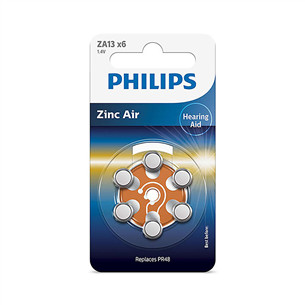 Philips Zinc Air, ZA13/PR48, 1.4V, 6 vnt. - Elementai ZA13B6A/00