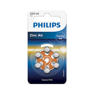 Elementai Philips, Zinc Air 1.4V 6-blister (PR48) Prekė - ZA13B6A/00 ZA13B6A/00
