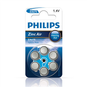 Philips Zinc Air, PR44/ZA675, 1.4 V, 6 vnt. - Elementai ZA675B6A/00