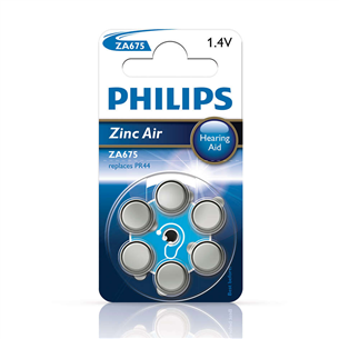 Philips Zinc Air, PR44/ZA675, 1.4 V, 6 pcs - Battery Item - ZA675B6A/00 ZA675B6A/00