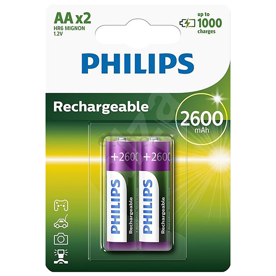 Philips, AA, 2600 mAh, 2 pc - Rechargeable Battery