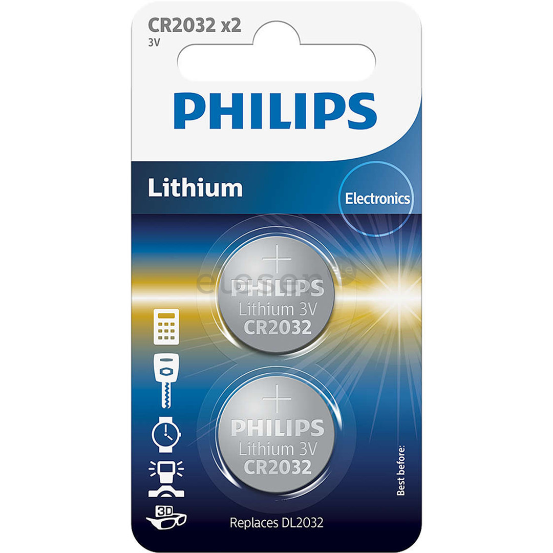Philips Lithium, CR2032, 3V, 2 pcs - Battery