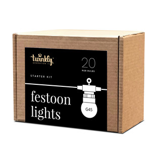 Twinkly Festoon Lights 20 RGB, 10 m, juoda - Išmanioji lempučių girlianda