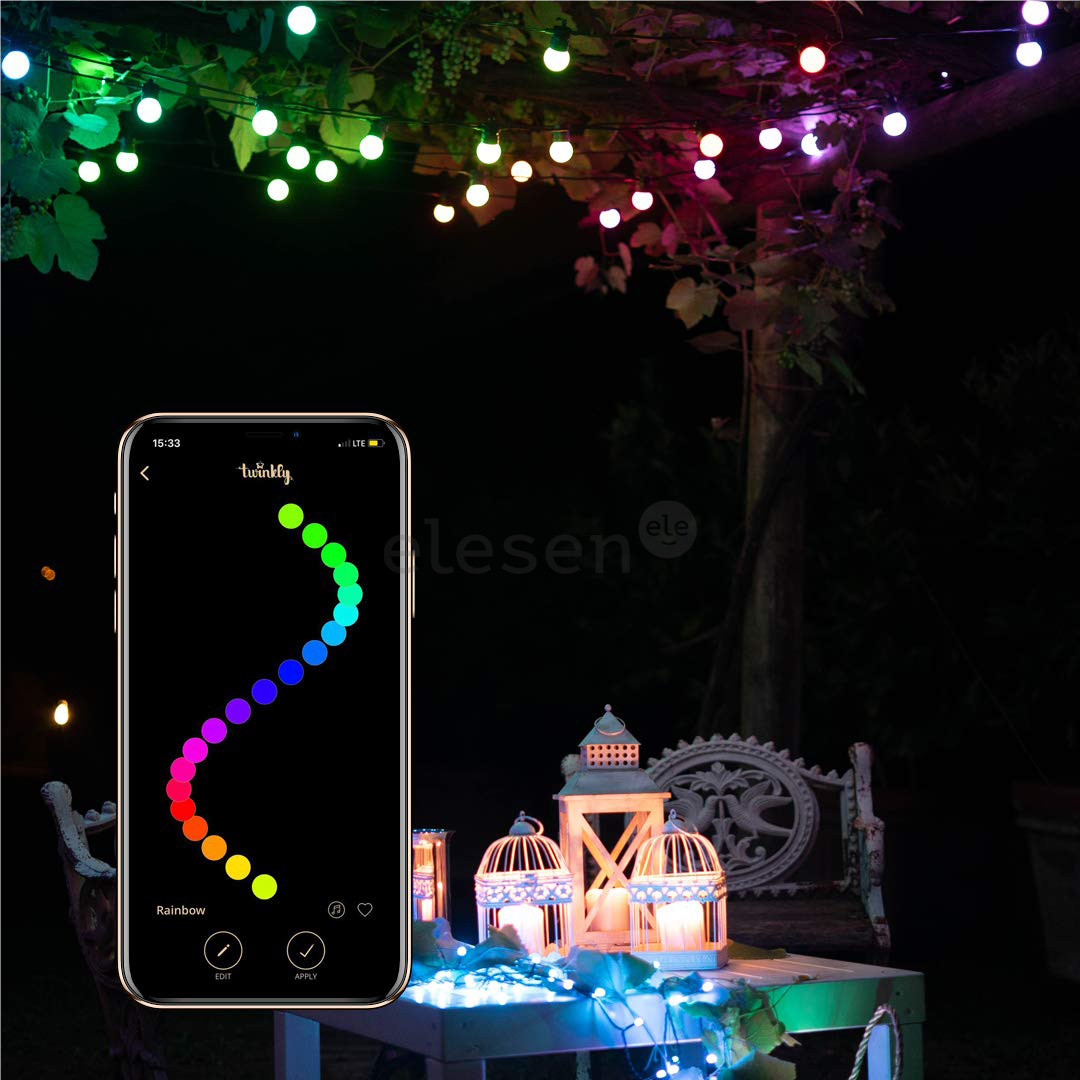 Twinkly Festoon Lights 20 RGB, 10 m, juoda - Išmanioji lempučių girlianda