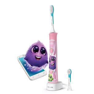 Philips Sonicare Kids Bluetooth, baltas/rožinis - Elektrinis dantų šepetėlis HX6352/42
