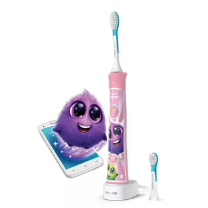 Elektrinis dantų šepetėlis Philips Sonicare Kids Bluetooth, baltas/rožinis Prekė - HX6352/42 HX6352/42