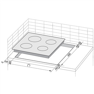 Hansa, width 57.5 cm, frame, grey/black - Built-in Ceramic Hob Item - BHC66504