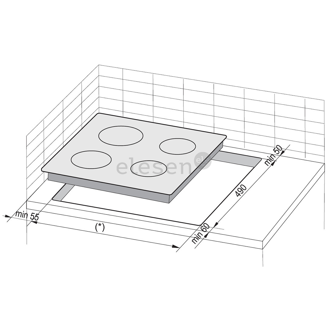 Hansa, width 57.5 cm, frame, grey/black - Built-in Ceramic Hob Item - BHC66504