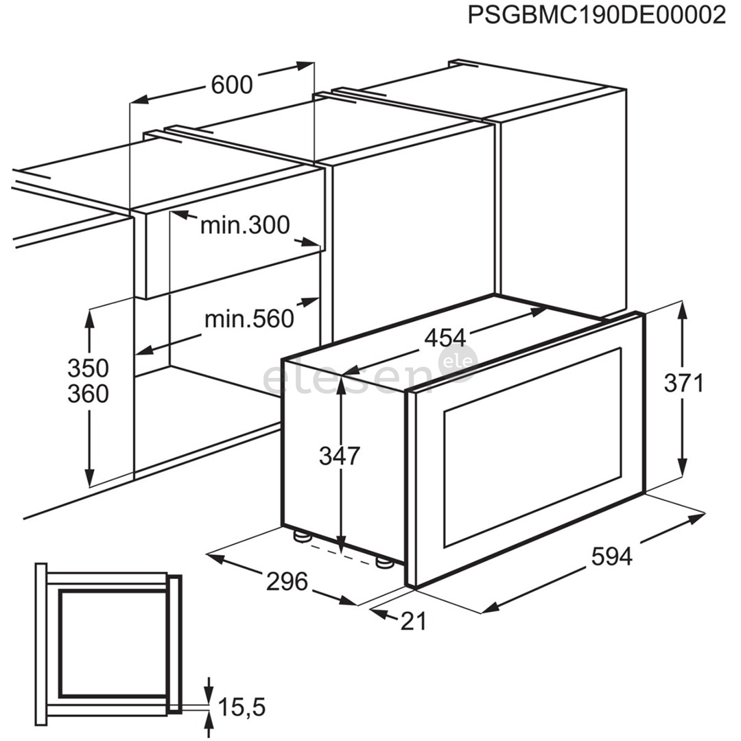 Electrolux, 17 L, 800 W, black/inox - Built-in Microwave Oven