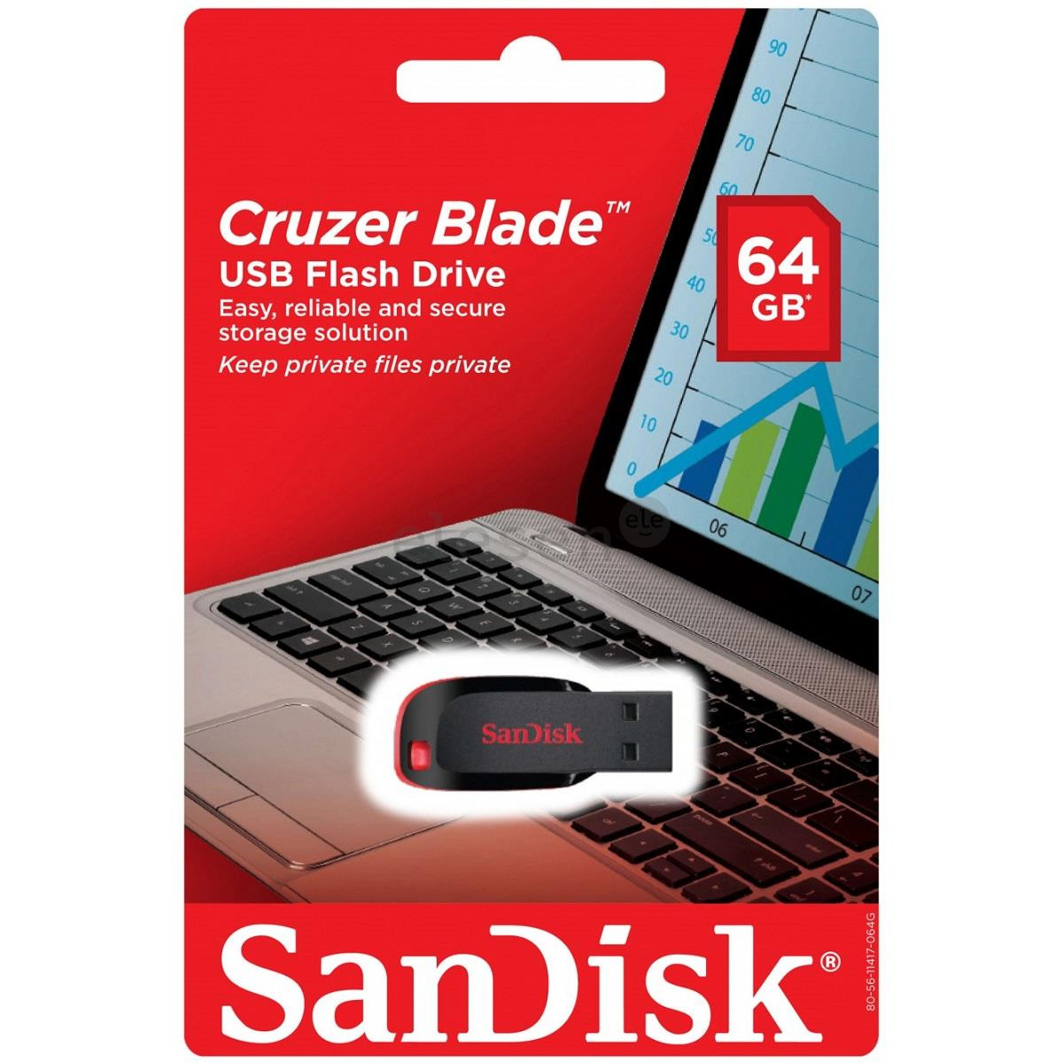 SanDisk Cruzer Blade, USB-A, 128 ГБ, черный - Флеш-накопитель Товар - SDCZ50-128G-B35