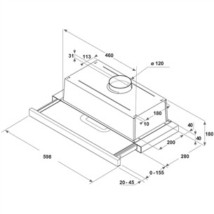 Whirlpool, 304 m³/h, width 59.9 cm, black - Built-in Cooker Hood Item - AKR750GK