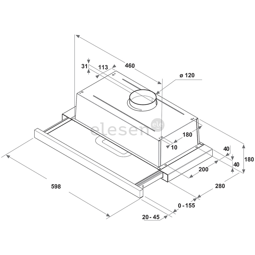Whirlpool, 304 m³/h, width 59.9 cm, black - Built-in Cooker Hood Item - AKR750GK