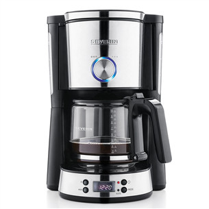 Severin TypeSwitch Timer, vandens talpa 1,4 L, juodas/nerūdijančio plieno - Kavos virimo aparatas KA4826