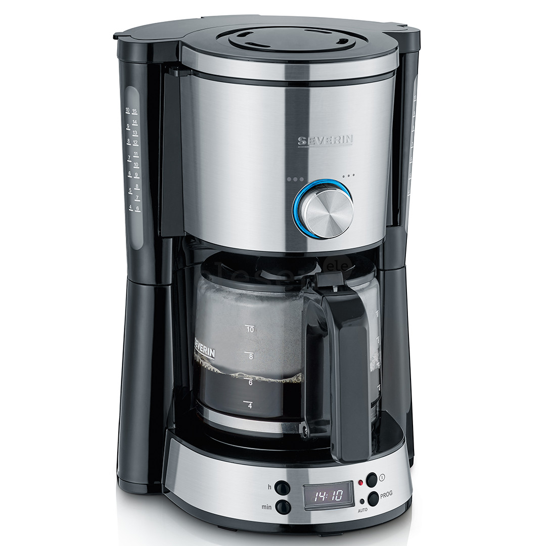 Severin, резервуар для воды 1,4 л, черный/нерж. сталь - КофеКапельная кофеварка арка с таймером
