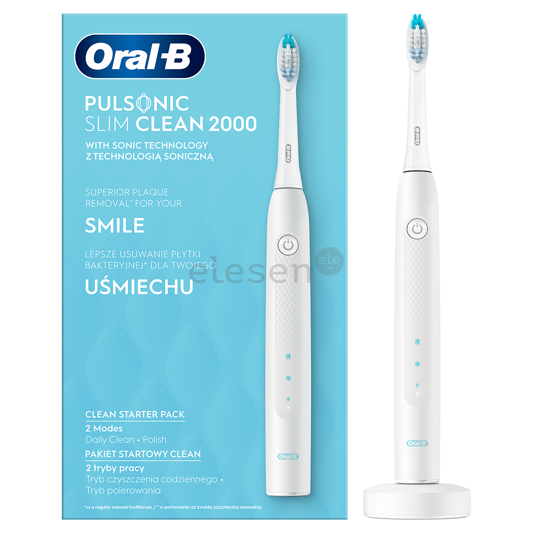 Elektrinis dantų šepetėlis Braun Oral-B Pulsonic Slim Clean 2000, CLEAN2000WHITE