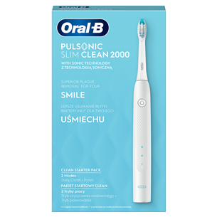 Elektrinis dantų šepetėlis Braun Oral-B Pulsonic Slim Clean 2000, CLEAN2000WHITE