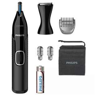 Philips 5000, juoda - Nosies ir ausų plaukų kirpimo mašinėlė NT5650/16