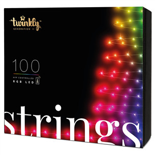 Twinkly 600 RGB LED String (Gen II), IP44, 48 m, juoda - Išmanioji kalėdinė girlianda