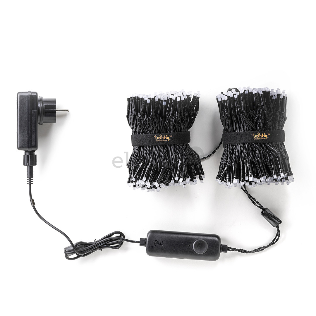 Twinkly 600 RGB LED String (Gen II), IP44, 48 m, juoda - Išmanioji kalėdinė girlianda