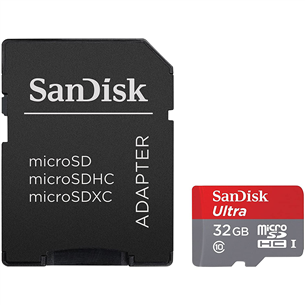Atminties kortelė Sandisk MicroSDXC 32GB + SD adapteris Prekė - SDSQUA4-032G-GN6MA SDSQUA4-032G-GN6MA