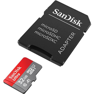 Atminties kortelė Sandisk MicroSDXC 32GB + SD adapteris Prekė - SDSQUA4-032G-GN6MA