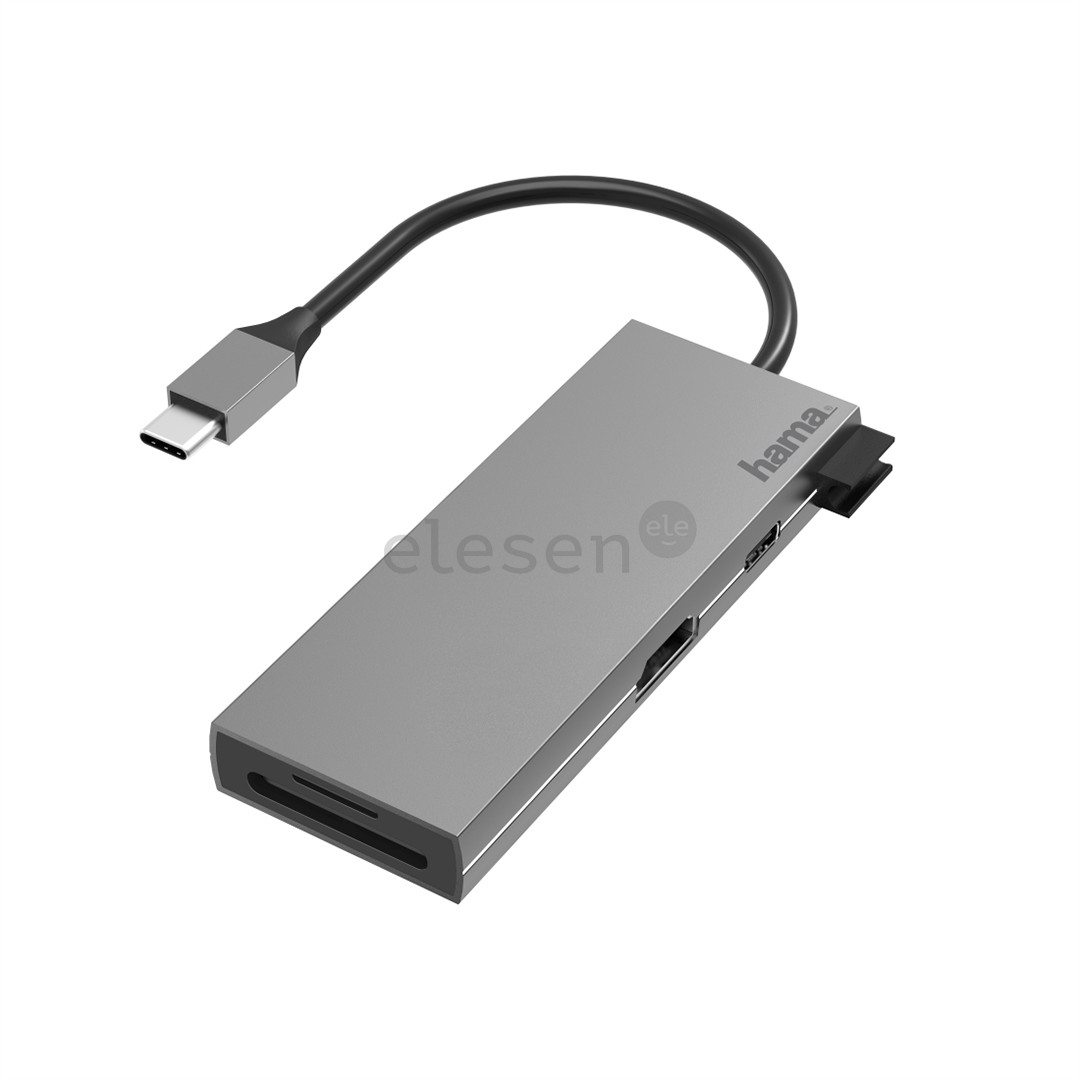 Šakotuvas Hama USB-C - 2xUSB-A/USB-C/HDMI/SD/Micro SD Prekė - 00200110